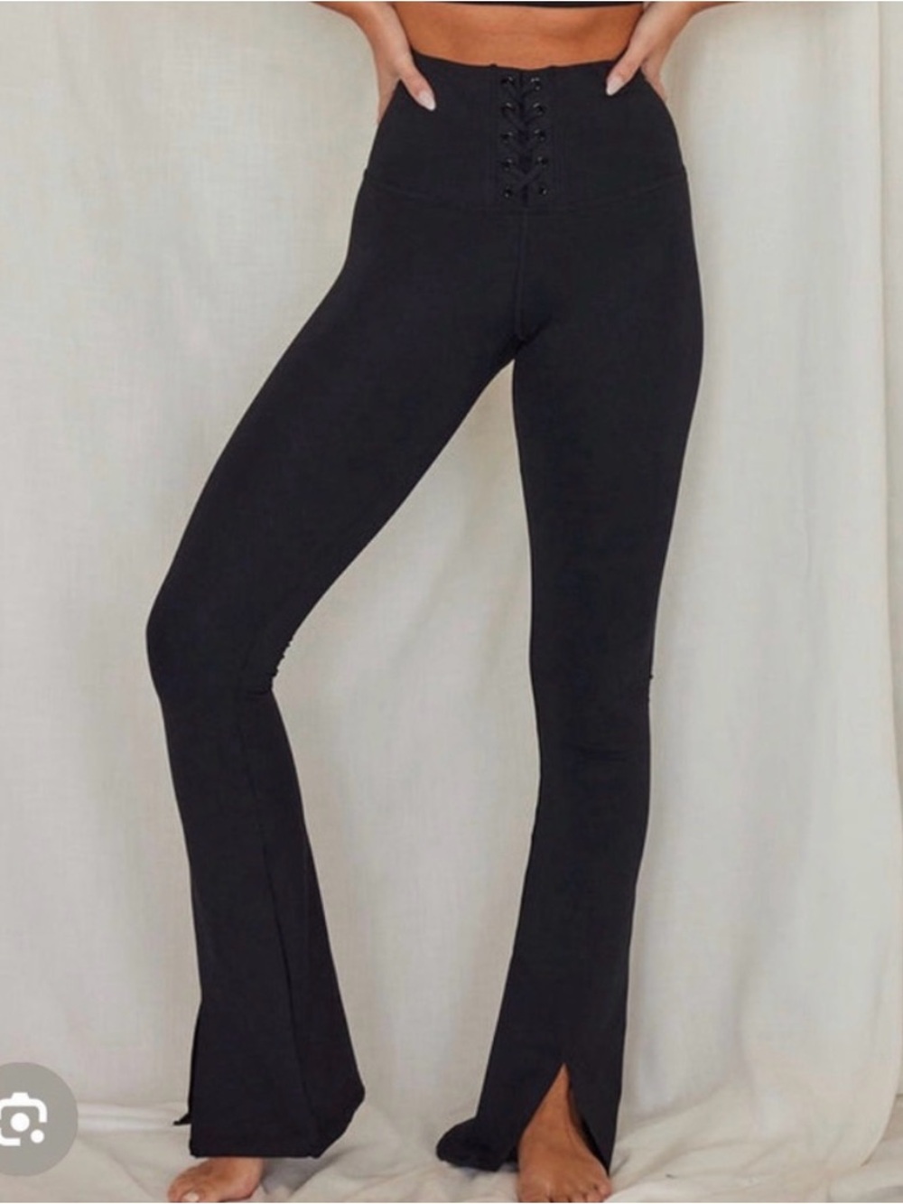NEW with tags Strut This Anders Flair Black Lace-Up Yoga Pants Flare Leggings XS